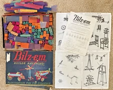 *1934* BILZ EM CONSTRUCTION BUILDING Set  * WOOD  “BUILDS ANYTHING” PLANE  RARE*