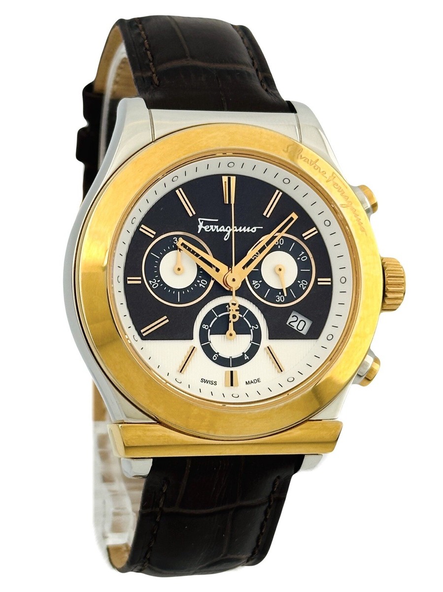 reiko ！Salvatore Ferragamo Ferragamo 1898 , F78LCQ9595SB25 Chronograph Gold IP (4N