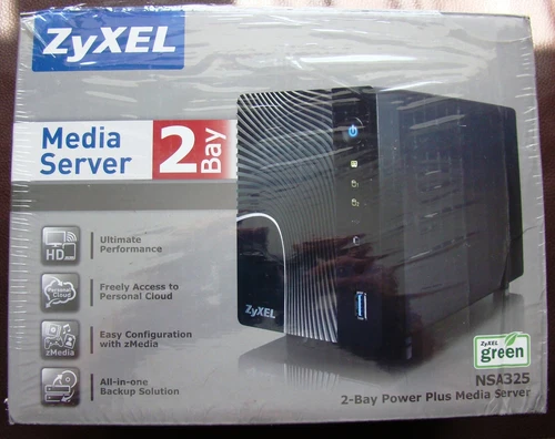 ZyXel 2Bay Media Server Mod. NSA325 NAS Server inkl. Zubehör und Anschlusskabel.