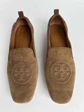 Tory Burch Leigh Suede Loafers Elastic Back River Rock Brown/Tan 8M 74236