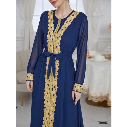 Dubai Women Muslim Maxi Dress Vintage Abaya Kaftan Islamic Ramadan Long Robe New - Picture 45 of 131