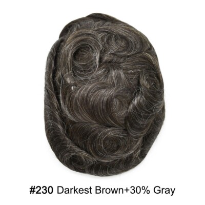 Mens Toupee Hairpiece Fine Mono Hair System Replacement Poly Skin Around Men Wig