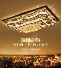 Remote Crystal rectangular living room light remote led modern dining room lamp 