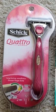 Schick Quattro 4 UltraThin Blades Women Razor + 2 Cartridges + Hanger