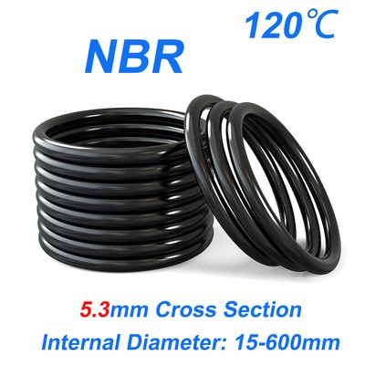 5.3mm Cross Section O Rings NBR Nitrile Rubber 15-600mm ID Oil Resistant Seals