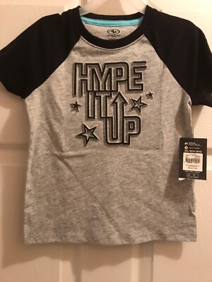 Athletic Gray And Black Girls Short Sleeve Shirt,  Hype It Up  Size 4-5