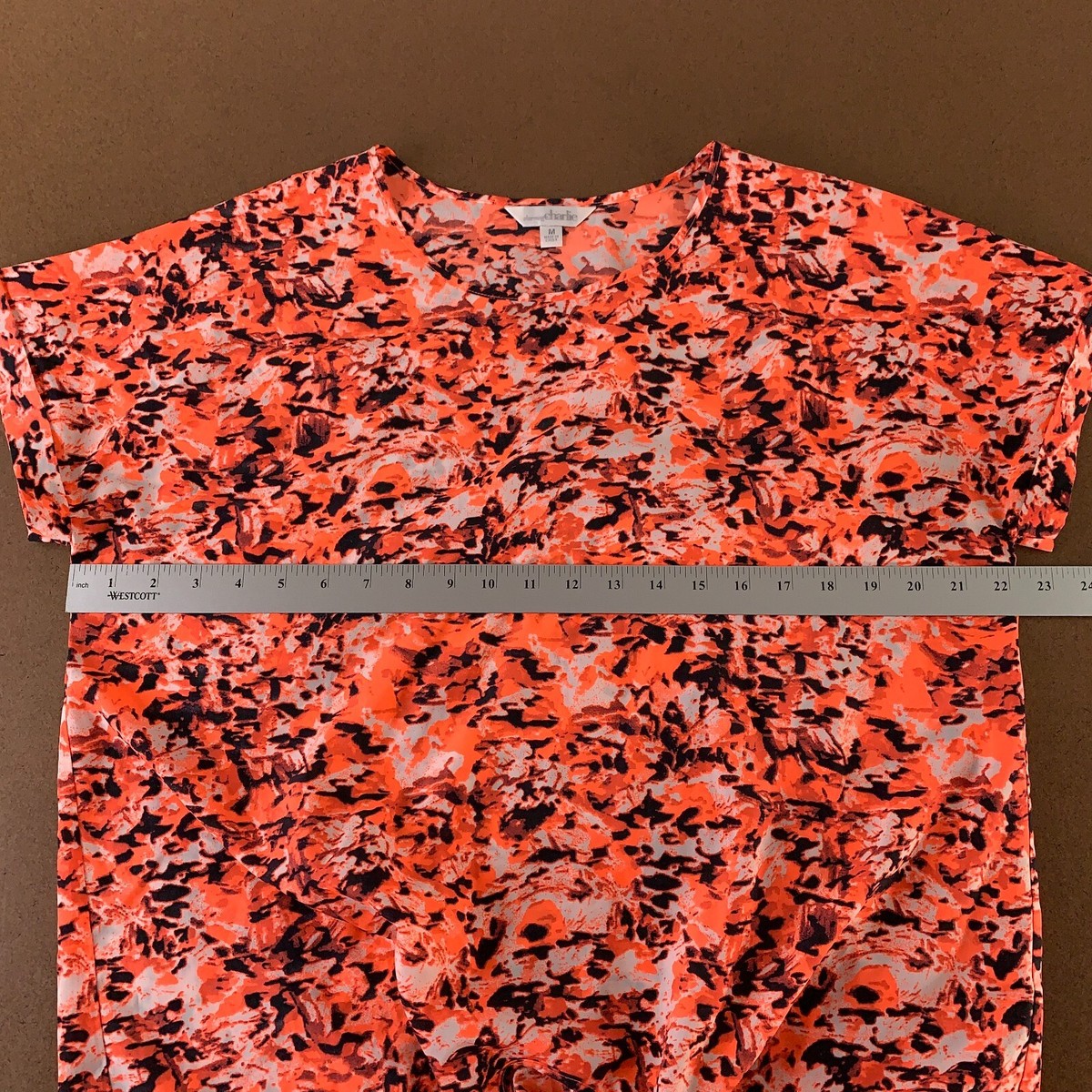 Chemisier Charming Charlie Orange à Motifs Transparents - Taille M, Neuf Avec étiquettes