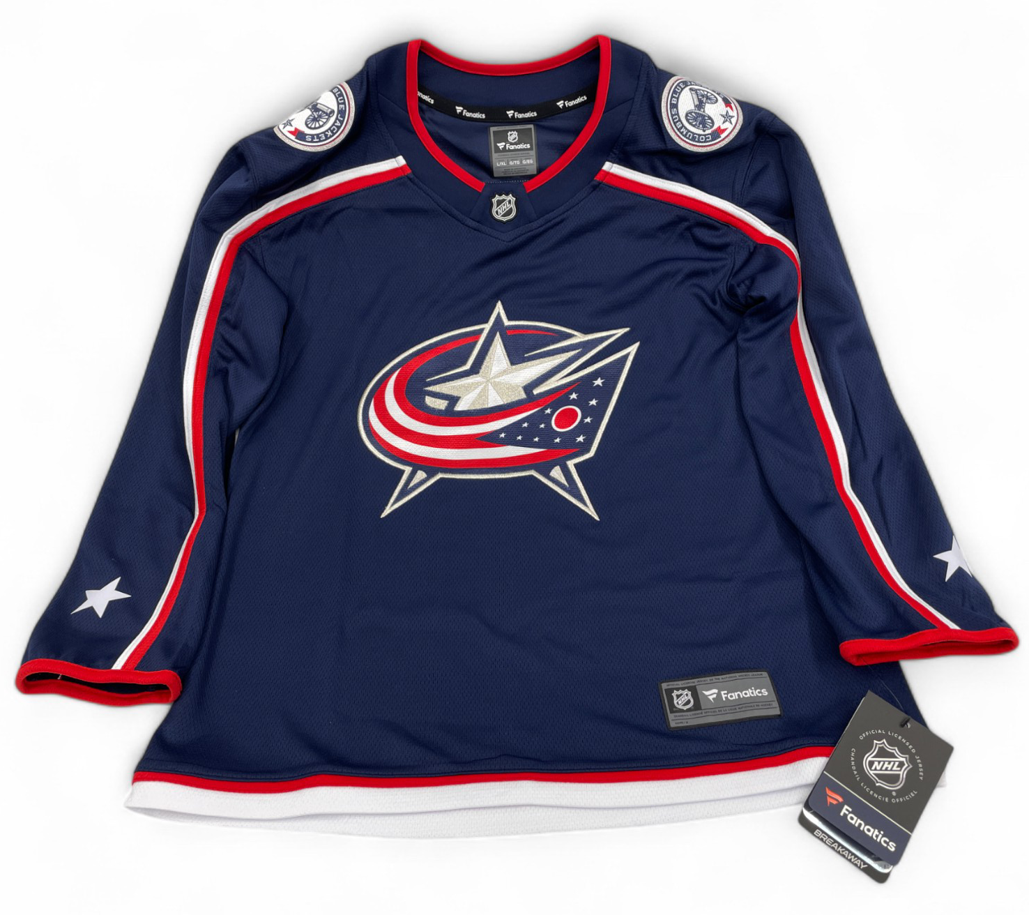 NWT Columbus Blue Jackets NHL Licensed Stitched Fanatics Youth Jersey L/XL NEW