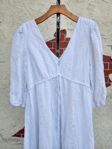 $189 NWOT size 12 wonen ANTONIO MELANI white midi 3/4 long sleeve linen rayon - Picture 12 of 24