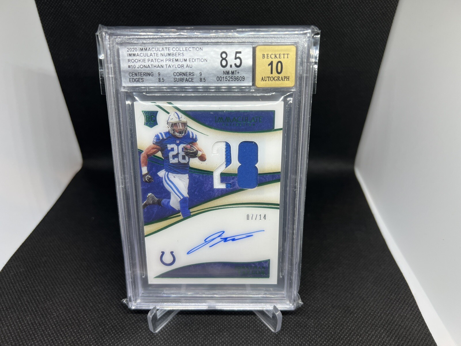 Jonathan Taylor Panini Immaculate Collection Premium Patch Rookie Autographs #PPRJTA Premium Edition