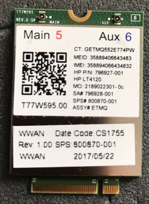 HP LT4120 LTE T77W595 796928-001 4G WWAN M.2 Modemmodul 150 Mbps (getestet)