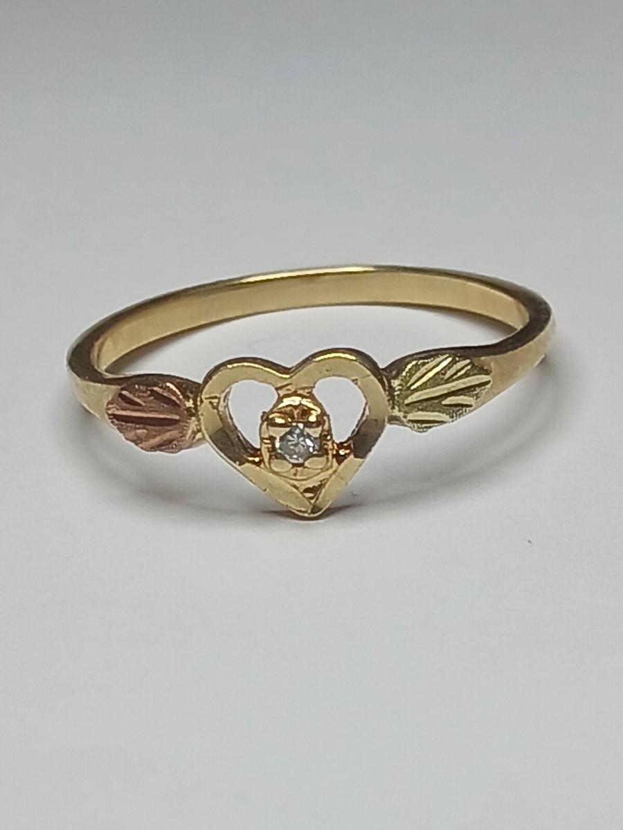 Black Hills Gold Ring Size 10k Multi-tone Gold Heart-shaped