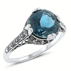 3.50 CT. GENUINE LONDON BLUE TOPAZ 925 STERLING SILVER ART DECO STYLE RING  556X