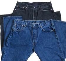 Levis 501 Blue or Black Denim Jeans 100% Cotton Straight Fit Size 38 x 34