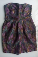 Almost vintage Size 14 UK Warehouse Jacquard purple 💜  green gold party dress