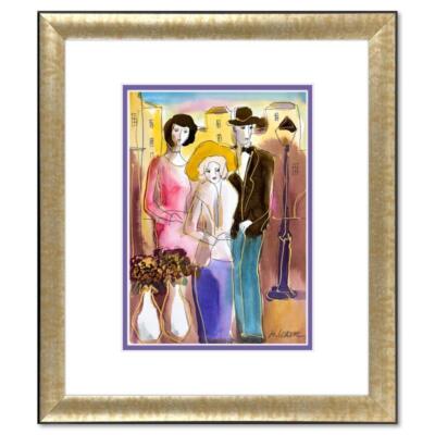 Moshe Leider, Framed Original Mixed Media Watercolor Painting, Hand Signed