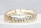 Vtg 925 Sterling Silver Italy Wide Diamond Cut Flex Cuff 7.25" Bracelet