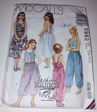 Vintage 1992MCCALL'S Pattern 5962 Girls Jumpsuit Dress Size CH 7-10 UNCUT