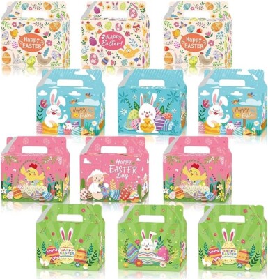 12 Stück Ostern Leckerli Boxen Frohe Ostern Geschenkboxen Hase Eier Osterkorb