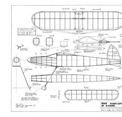 1944 Flight Cup Winner Rubber Power 28'' Airplane Plans Templates PDF on USB
