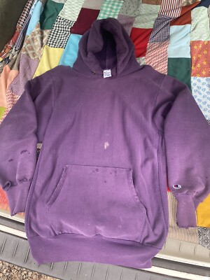 90's Champion Reverse Weave Hoodie XXL Purple Thrashed 23” X 33