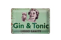 Blechschild Alkohol 30X20 Cm Gin & Tonic Liauid Sanity Deko Schild