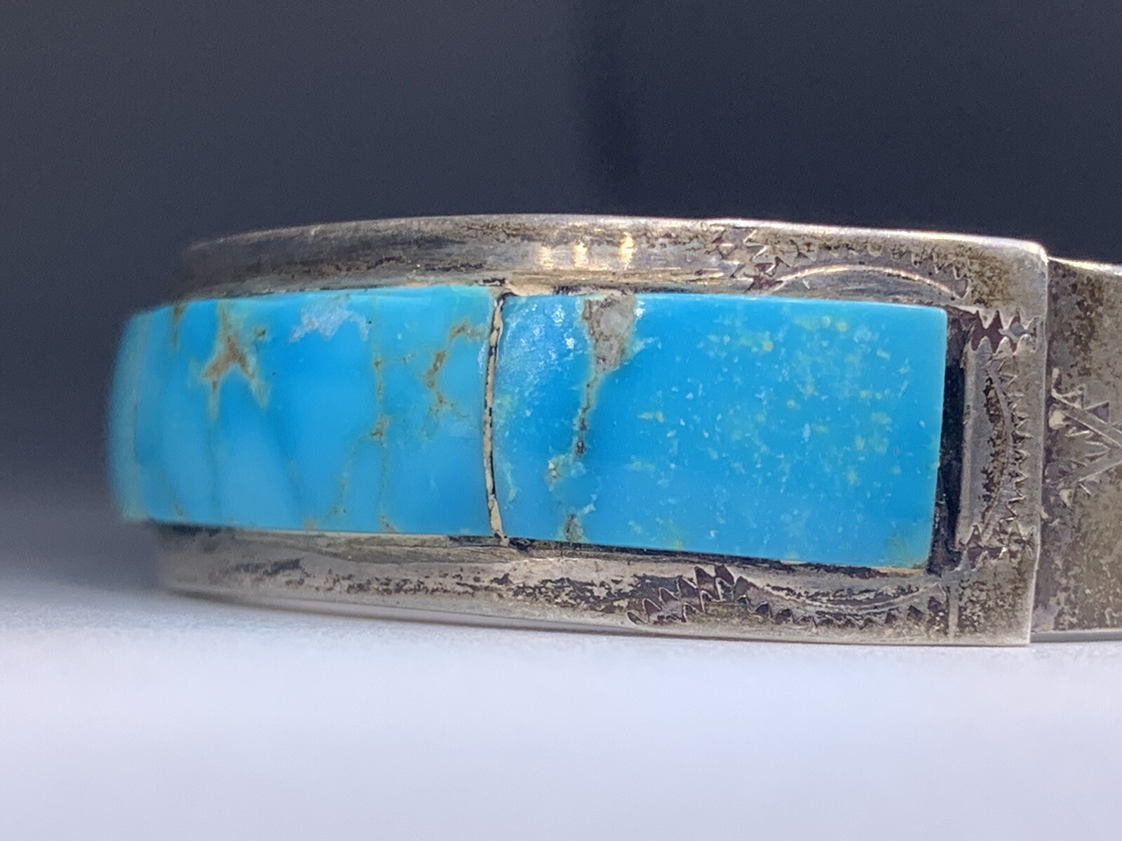 SILVER WOLF Signed Sterling Silver Turquoise Cuff… - image 6