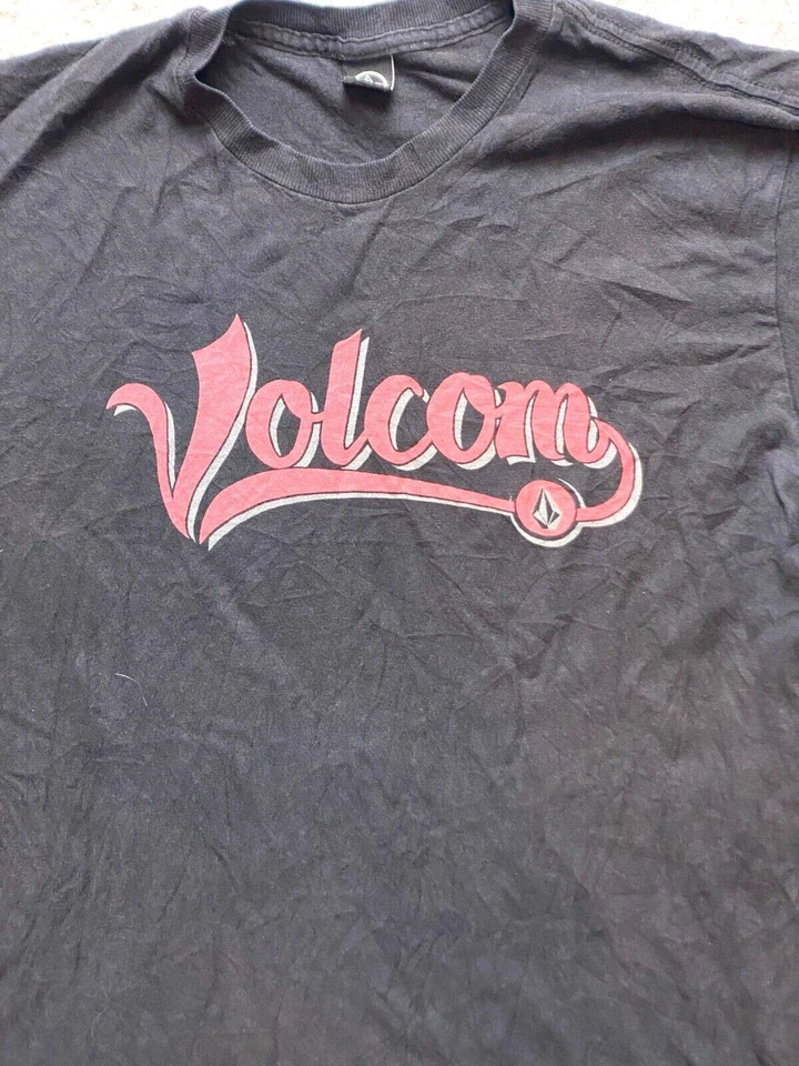 Volcom Shirt Adult Medium Black Script Logo Crewneck Streetwear Skateboard Mens - Image 2 of 4