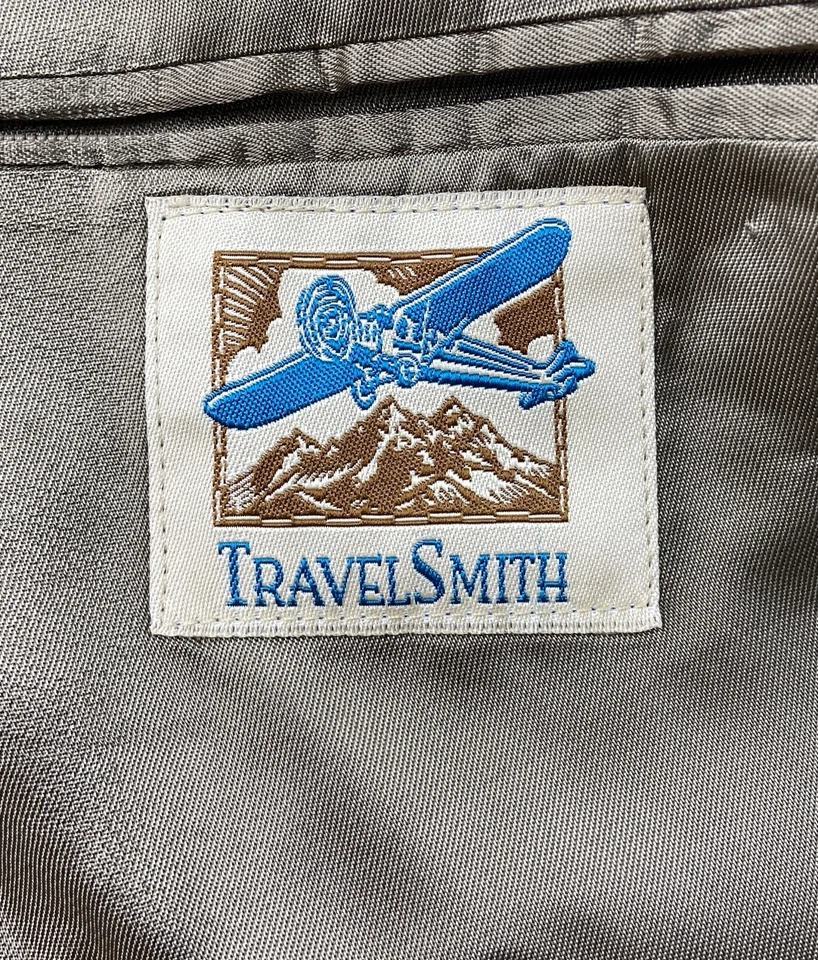 TRAVEL SMITH Mens 38S Beige Houndstooth Super Soft Blazer Sport Coat Suit Jacket - Image 2 of 4