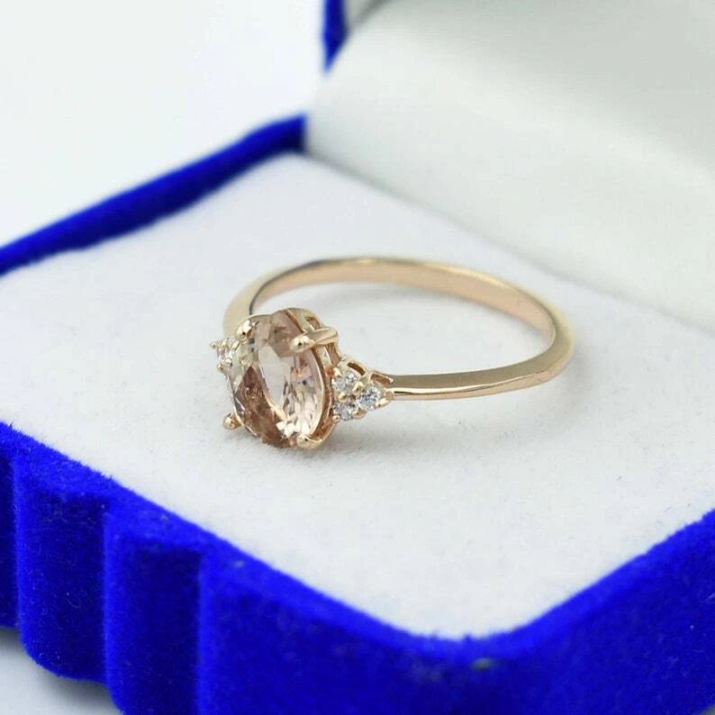 Anel de pino de turmalina natural e topázio branco ouro rosa 925 sólido 1,25 quilates - Imagem 3 de 4