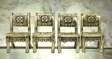Set of 4 Matching Sixtrees Ltd Pewter Metal Dinner Place Card Chairs  