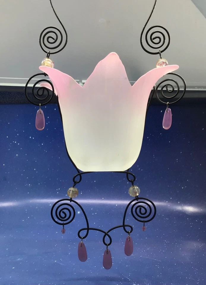 Soporte de luz votiva/té con flores abiertas para colgar ornamentado Foto 3 de 4