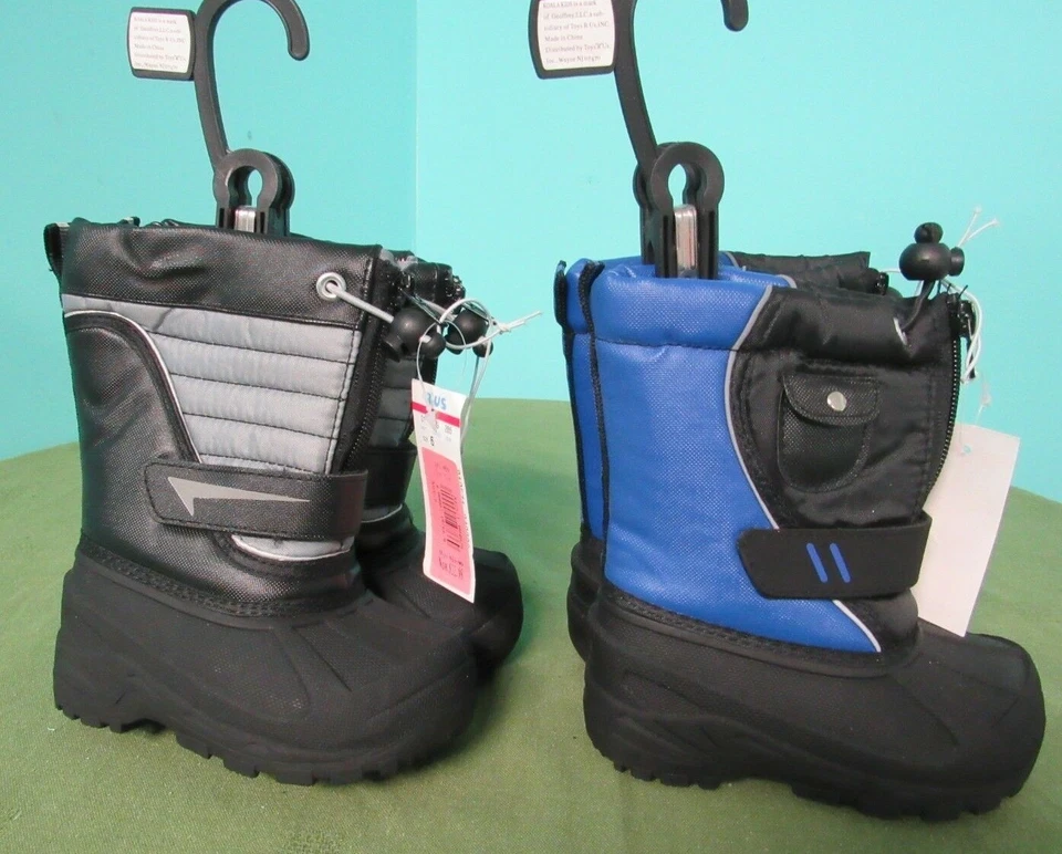 Koala Kids Boys Toddler Black/Gray/Blue Rubber Insulated Snow Boots Size 5 - Image 2 of 2