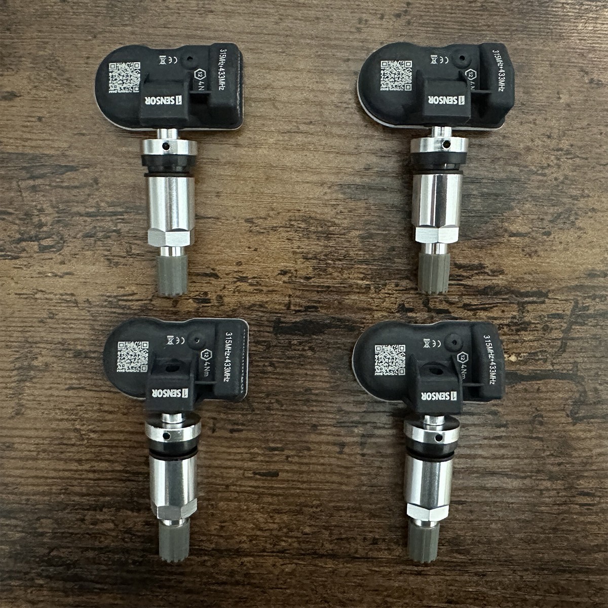 4-Pack Universal Programmable TPMS Sensors - 315MHz & 433MHz, Metal Stem (For Autel)