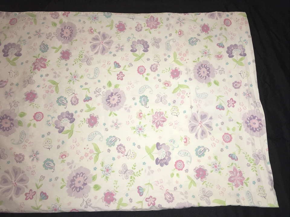 Pottery Barn Kids Garden Party Purple Std Pillowcase Floral Cottage Paisley Pink - Image 3 of 4