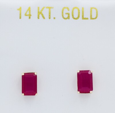 ECHTE 1,26 kt RUBIN OHRSTECKER 14 K GELBGOLD - kostenloser Bewertungsservice