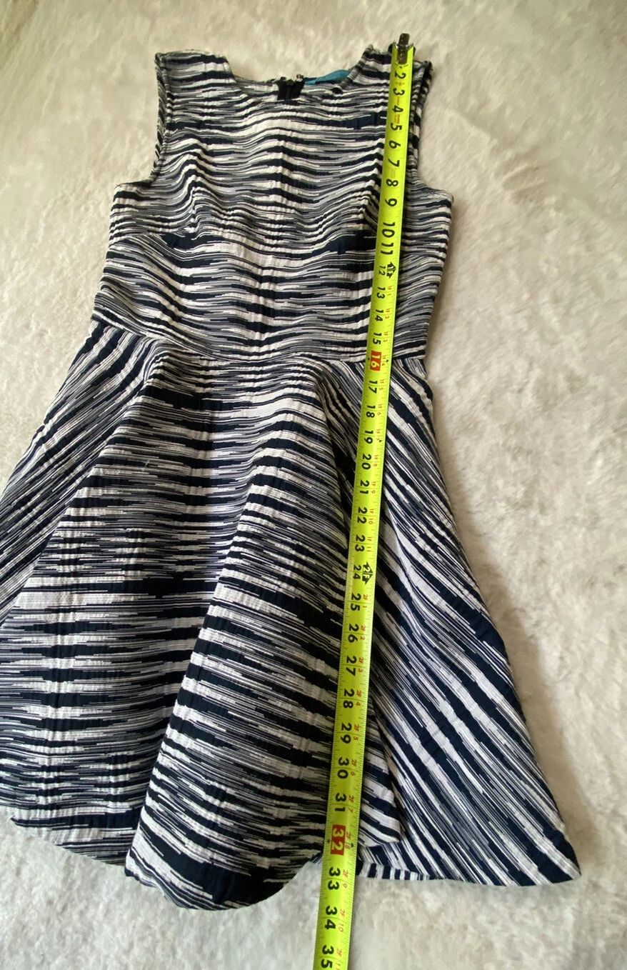 Abito donna Tory Burch taglia 2 aderente svasato blu righe senza maniche