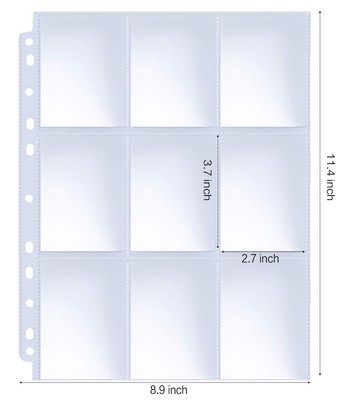 9 pocket card sleeves 100 pack 1800 Pockets Trading Sleeves, Premium 9-Pocket Pages, Double-Sided Baseball Binder Sleeves, Protectors Binder Sheets for TCG Card Storage loading pages are constructed of polypropylene that is PVC and acid Affisure 9 Pocket Card Sleeves