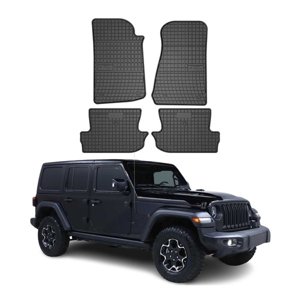 Omac Gummi FußMatten FüR Jeep Wrangler 2018-2026 Automatten Gummi Schwarz 4Tlg-image