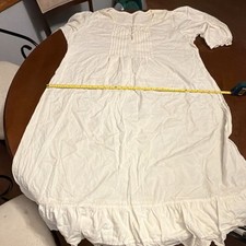 White Vintage Women's Nightgown Pintuck Front Ruffle Hem Embroidered Details