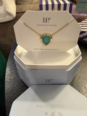 BP Gold Plated Cable Chain Necklace Pear Lab-Created Aqua Chalcedony Pendant