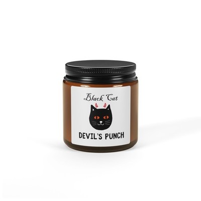 Black Cat Devil's Punch Scented Candle, Halloween Home Decor, Gothic Gift