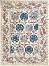 Vintage Hand-embroidered Floral Silk Suzani Uzbekistan