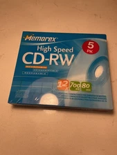 New NIP Memorex High Speed CD-RW 5pack 700 MB 80 Min