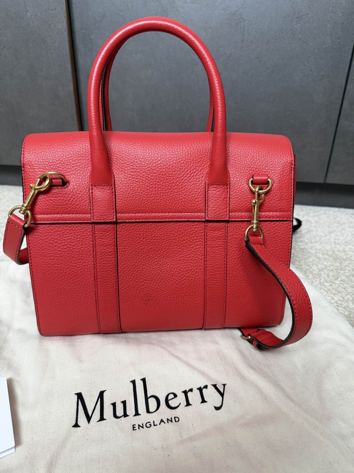 Mulberry Small Classic Grain Leather Bayswater - Coral Red image 4