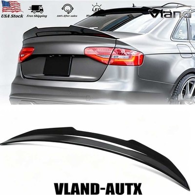 For 2017-2024 Audi A4 S4 B9 Sedan Rear Trunk Spoiler Wing High Kick Glossy Black