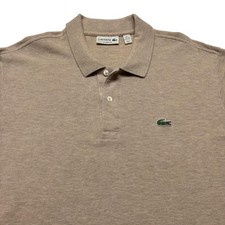 Lacoste Polo Shirt Mens 2XL Beige Classic Fit Cotton Logo Short Sleeve Top