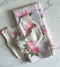 Premium linen saree with elegant print on all over the saree