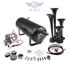 Train Horn Kit 4 Trumpets Semi Loud System 1.5g Air Tank 150psi For Truck Car