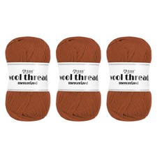 100 Wool Yarn,3 Skeins of 150g/5.29oz Per Skein 50g/109yards /Brown